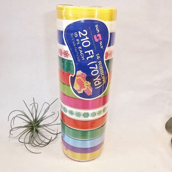 Retro 70s Christmas Wrapping Ribbon Sun Glo 3/4 in Ribbon 15 Ft each 14 colors - Picture 2 of 10